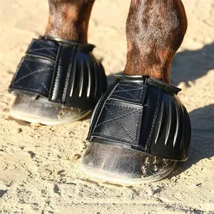 Professional's Choice Rubber Open Bell Boots - Ribbed Overreach Protection with Rolled Collar & Double Hook-and-Loop