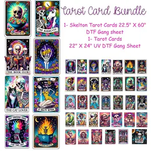 Tarot Card Bundle 22" X 24" UV DTF and a  DTF Transfers Gang Sheet 22” wide x 60” long DIY Direct to Film T Shirt Transfers