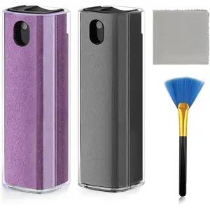 Touchscreen Screen Cleaner Kit 2 count,3 in 1Touchscreen Mist Cleaner Spray Wipe Cleaner,Safe for Phones Tablet  Screen Laptop Screens (Grey Purple)