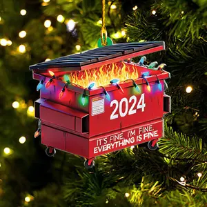 It's Fine, I'm Fine Everything is Fine Ornament, 2024 Dumpster on Fire Ornaments, Christmas 2024 Gift