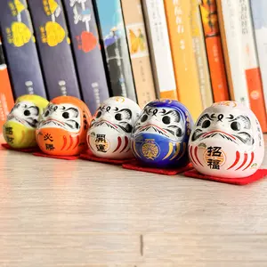 Mini Ceramic Daruma Egg & Lucky Cat Cute Car Interior Ornament