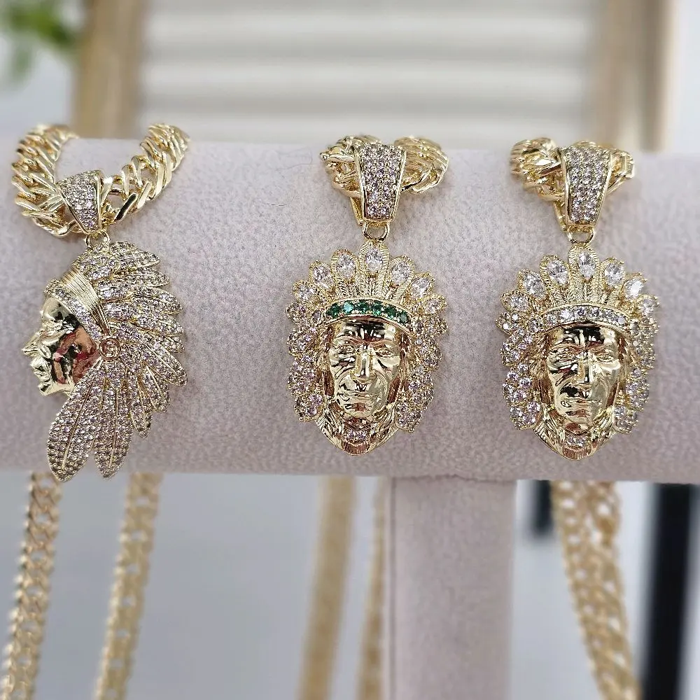 indian pendant  and 24 inch spanish chain 14 k goldplated