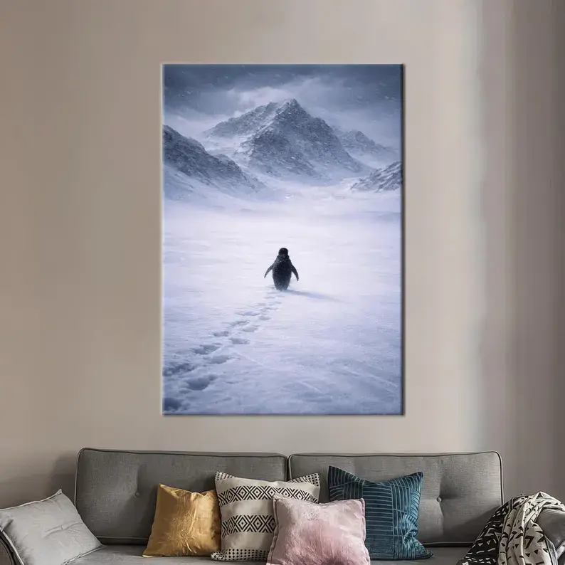 #1 Poster But Why Penguin Art, Alone Penguin Art Decor, Nihilist Penguin Decor, But Why , Animal Art (unframed) sohochic