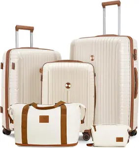 Joyway Luggage Sets 5 Piece, PP Hardshell Lightweight Durable Suitcase with Travel Bag, TSA Lock, Spinner Wheels