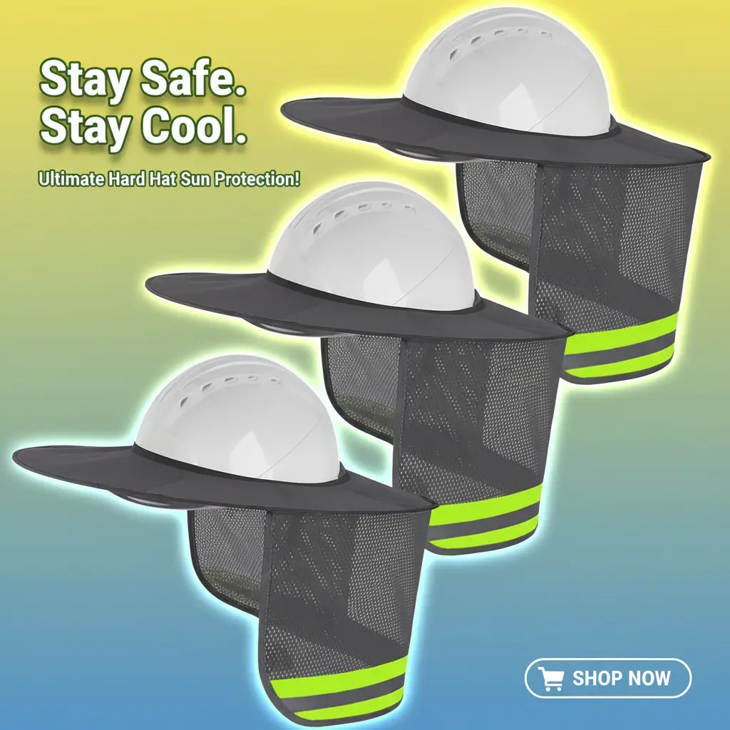 Full Brim Hard Hat Sunshade Neck Cover, Reflective Safety Equipment for Outdoor Work, Gardening & Construction Gear