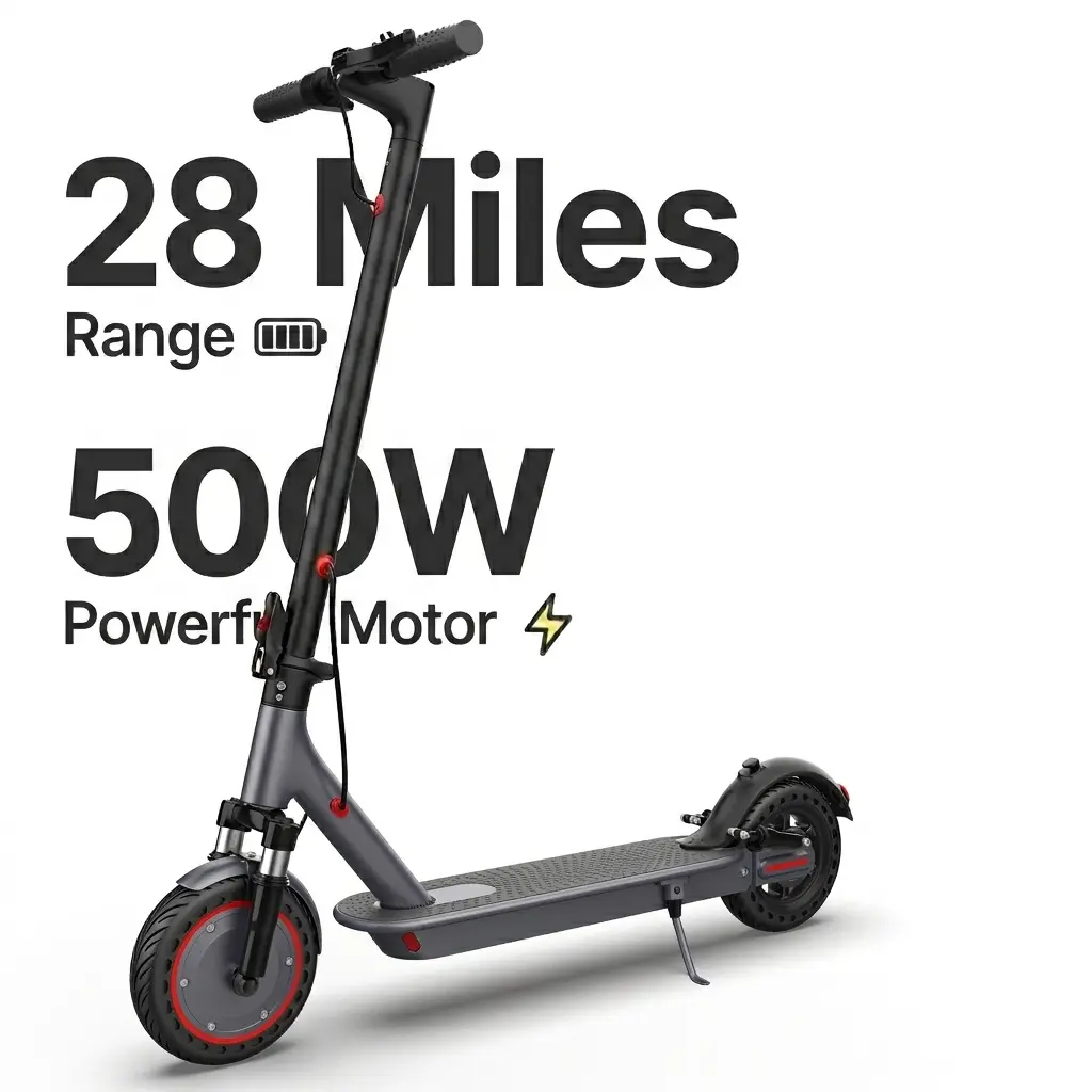 Electric Scooter for Adults, 350-500W Motor, 19-22 MPH Top Speed, 21-28 Miles Range, 8.5-10" Tires, Foldable E-Scooter with App Control, Dual Braking System, Waterproof Design, LED Lights & Portable Folding Scooter, Portable Scooters, Commute Gadgets