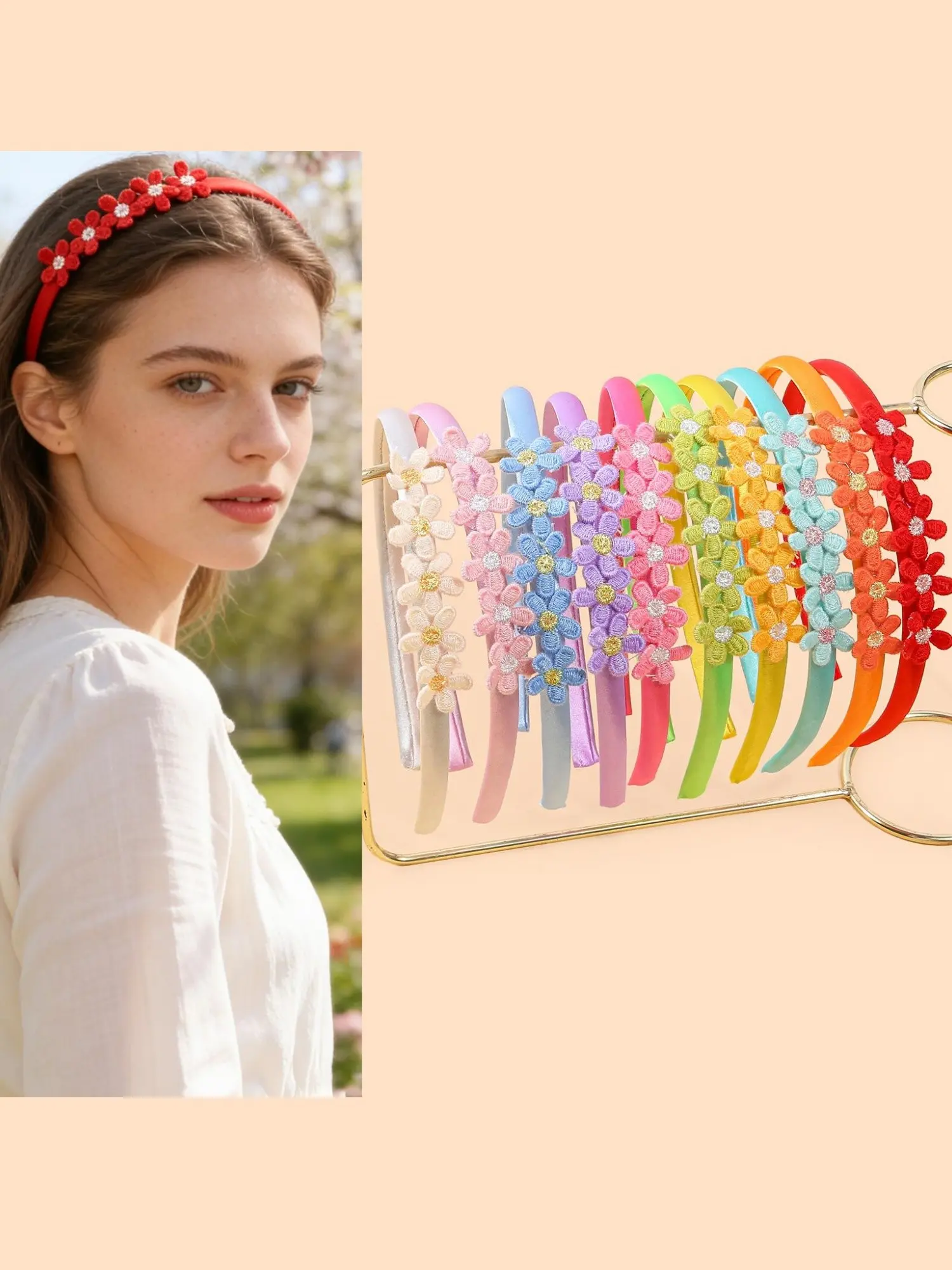 10 pieces/5 pieces embroidered small flower hairbands, fresh and sweet headbands, suitable for women and girls for vacation, travel, stylish summer hair accessories, Floral Hairband, perfect for parties and gatherings, Sparkle Flower Headbands