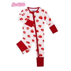 POSHTO Bamboo Fiber Baby Long Sleeve. Baby Pajamas Two-way Zipper 0-2 Years Romper. Baby Jumpsuit.