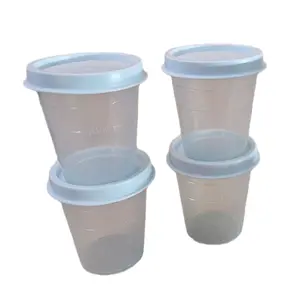 Tupperware Mini Set of 4 2 oz Leak Proof Lids Snack Cup Containers Transparent Base for Easy Storage & Portability Ideal for Single Servings Air Tight Design