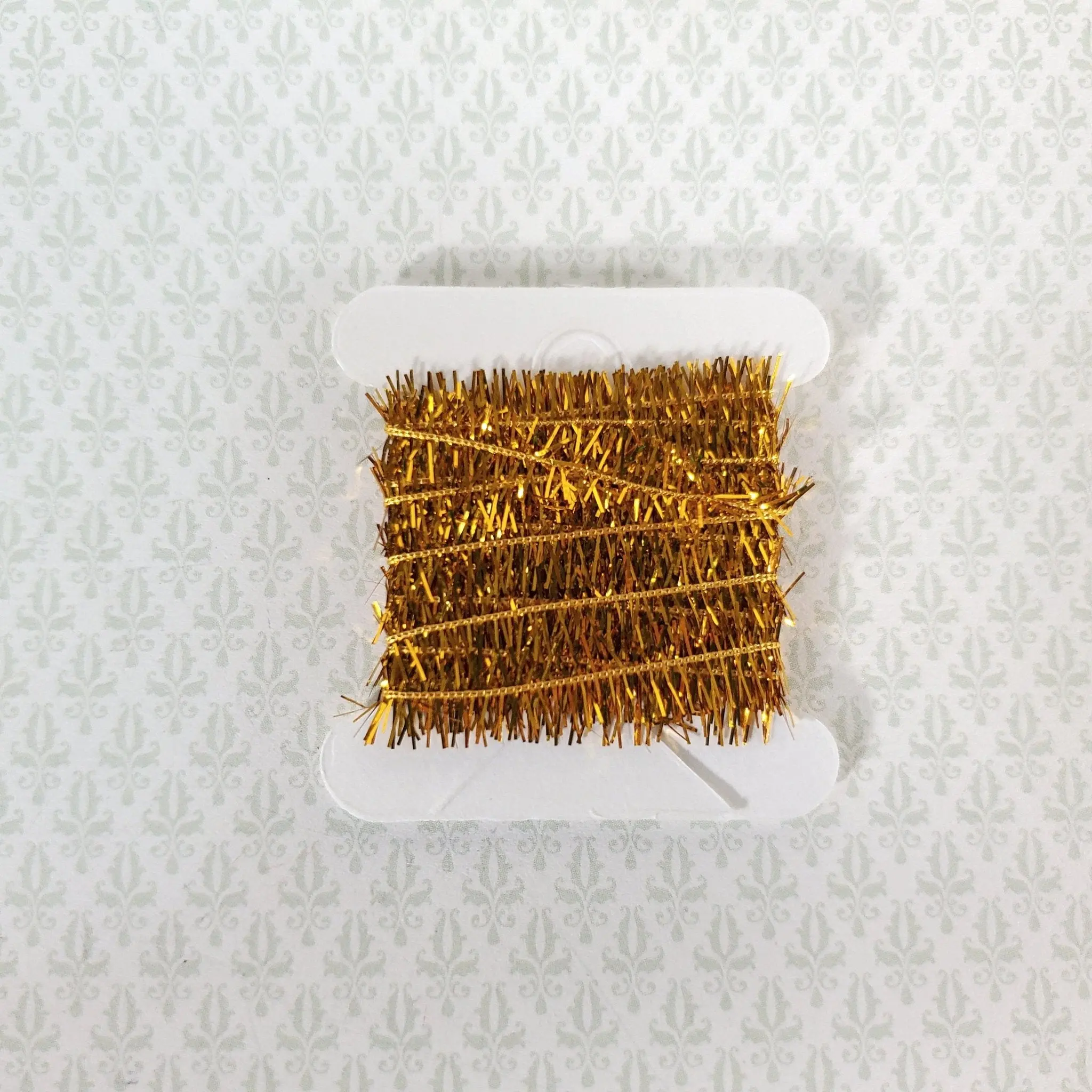 Dollhouse Tiny Gold Tinsel Christmas Garland Decorating 1:12 Scale 2 Yards