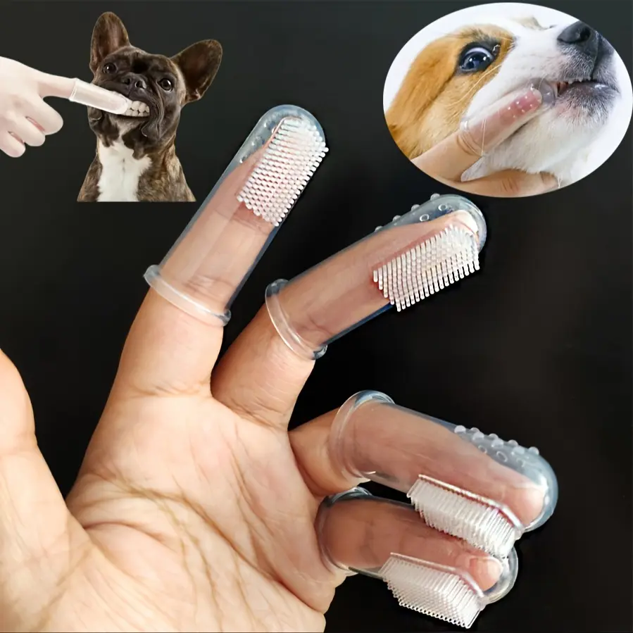 1pc Pet Finger Toothbrush, Soft Silicone Dog & Cat Toothbrush for Oral Care, Gentle Finger Brush to Remove Plaque & Tartar, Prevent Bad Breath, Ideal for Puppies, Kittens & Small Pets