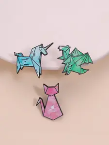 1/3Pcs Dreamy Origami Art Brooches, Geometric Animal Fun Shapes Decorations, Paper Animals Theme Badges, Unisex Design, Daily Wear Accessories Gift