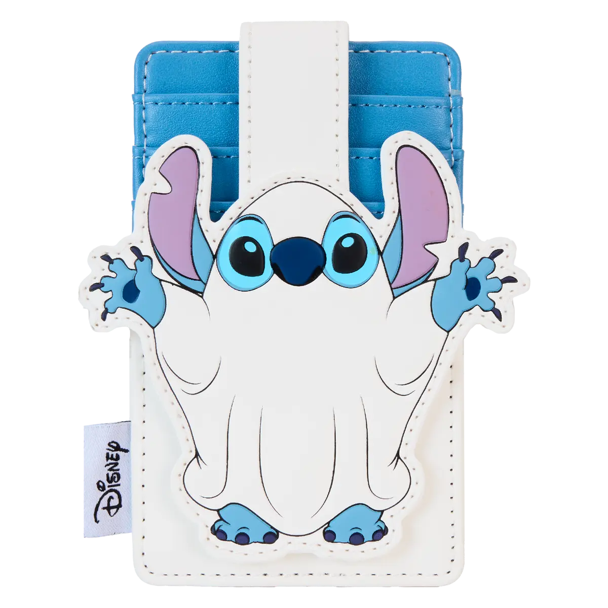 Card Wallet for Disney Fans, Vegan Leather Ghost Character with Debossed Applique, Glow-in-the-Dark Details and ID Window