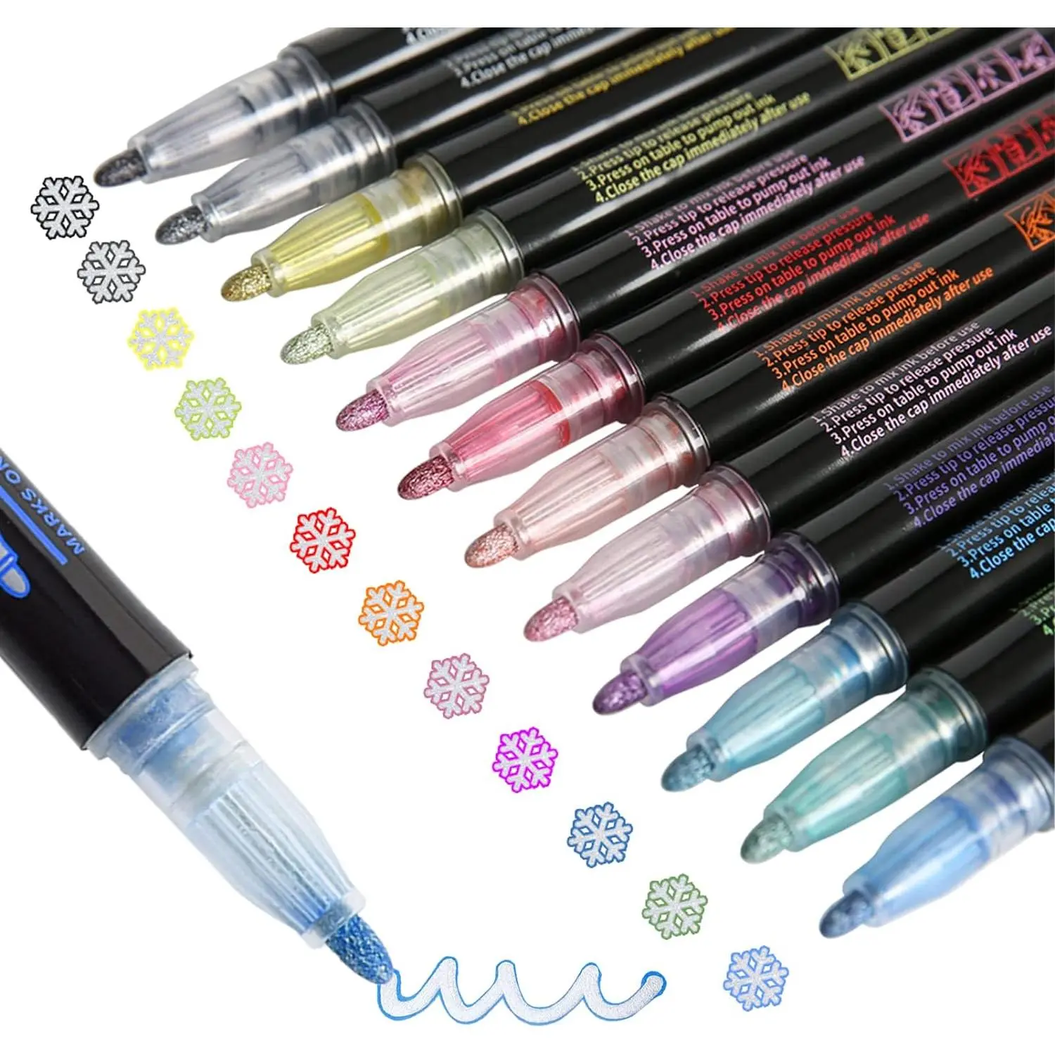 Outline Markers - 12 Shimmer Markers Glitter Pens, Office Stationery Writing Tools, Easter Valentine's Day Mother's Day Gifts for Teen Girls, DIY Photo Album Art Supplies Stocking Stuffers