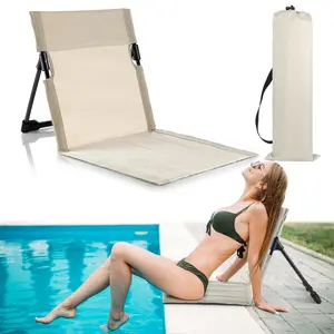 Foldable Poolside Chairs Portable Outdoors Beach Loungers Compact Lightweight Beach Mat Lounge Chair Floor Chair with Back Support Flat Park & Travel Floor chair for Edge of Pool for Adults Traveling Camping Picnic Lawn Accessories (1 PCS)