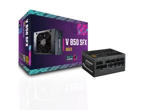 Cooler Master V850 SFX Gold ATX 3.0 Full Modular Small Form Factor Power Supply, 850W 80+ Gold, 90-Degree 12VHPWR PCIe 5.0, SFX-to-ATX Bracket, Customized Cable, 10 Year (MPY-8501-SFHAGV-3U1)