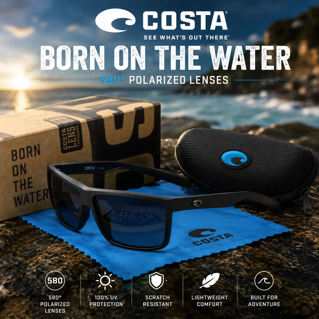 Full Box Rinconcito Polarized Sunglasses, Black Frame And Black Lenses, Bio-based Material