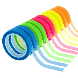 10 rolls of highlighter tapes, clear colors, removable marking stickers for reading classes, fluorescent colored tags, 16 ft per roll