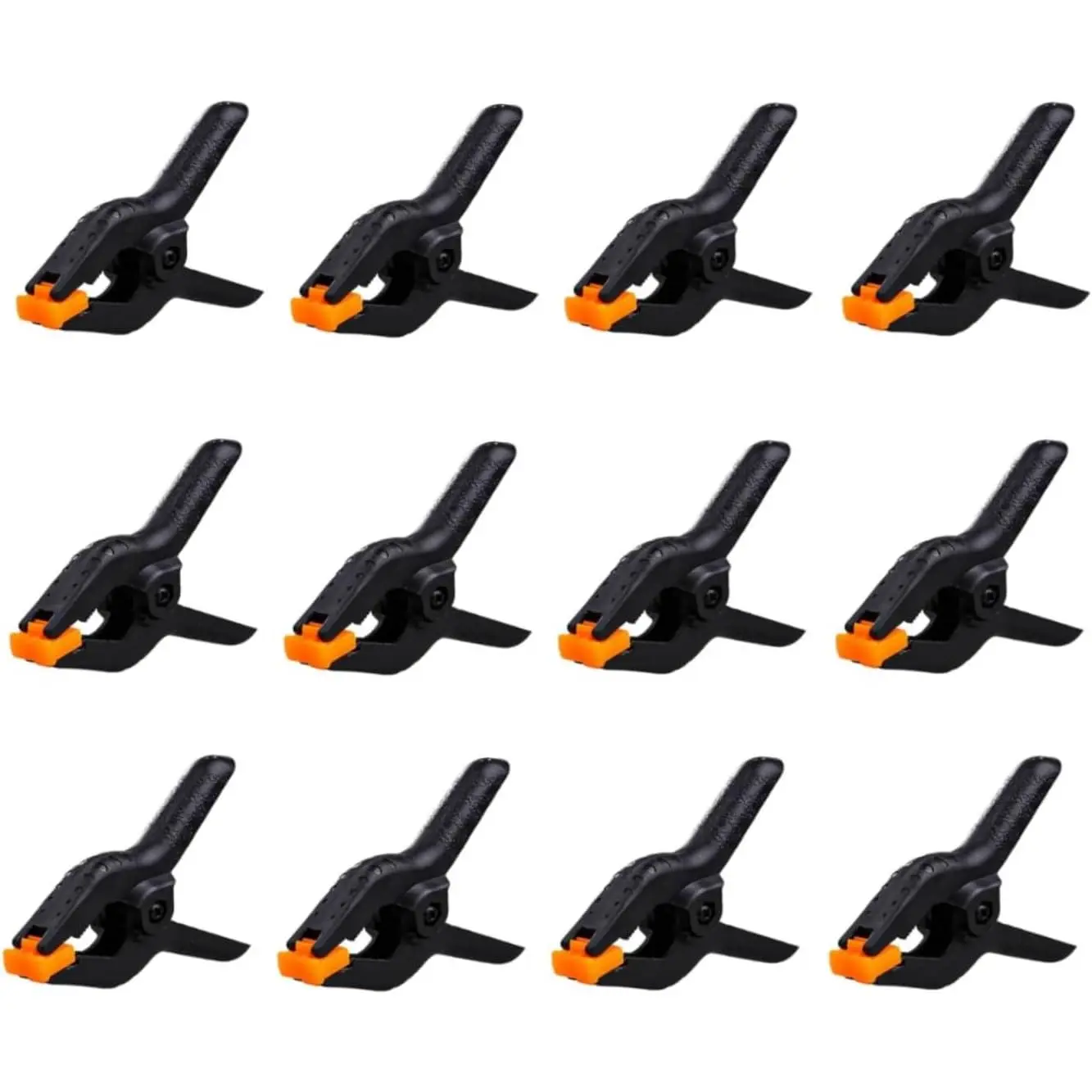 12 Pack 2.5 in Nylon Heavy-Duty Spring Clamps, Black Rotatable Arms Clamps for Backdrop Hold, Balloon Arch, Woodworking (Tools & Hardware)