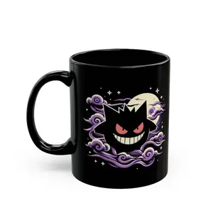 Japanese Gengar Black Mug, Poke Fan Gift Dad Mug, PokeDad, Father's Day Gift For Him, Pokedad Mug