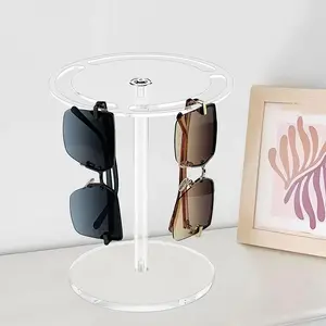 Glasses Display Stand without Glasses, 1 Count 360 Degree Rotating Sunglasses Holder, Desktop Storage Rack, Acrylic Shelf Organiser for Home Office