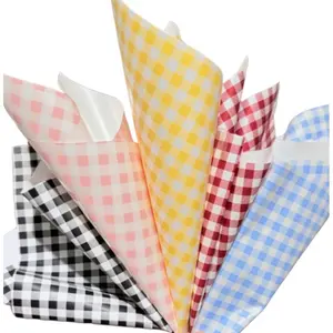 Korean Gingham Waterproof Flower Wrapping Paper 20 Sheets 22x22 Bouquet Wrap