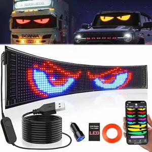 【Clearance Sale】2Pcs Evil Eye Flexible LED Car Display, Programmable Window LED Screen,Bluetooth APP Control, Pre-made Animations & Customizable Text LED for car, truck Display Advertising Scrolling Sign Flexible Devil Eyes Car Lights Car Display Sign
