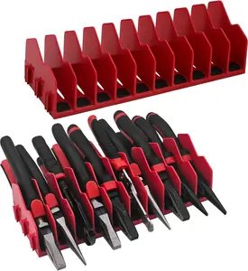 10-Slot Heavy Duty Plastic Tool Pliers Organizer Rack, 2-Pack with Non-Slip Base, Expandable Design for Wrenches, Screwdrivers & Pliers, Fits Drawers & Toolboxes (2, Red)