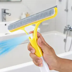 3 in 1 Window Cleaning Scraper, Squeegee and Scrubber with Spray – Multifunctional Household Glass Cleaner, Car Windshield Cleaning Tool, Lightweight Silicone Microfiber Wipe, 2025 New Upgraded Version