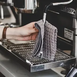 4 Piece Coffee Machine, Tea Shop and Kitchen Microfiber Towels, Absorbent Durable Milk and Spill Cleaning Cloths, Small Squares, Super Absorbent Microfiber