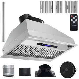 【Father's Day】VEVOR Insert Range Hood,  900CFM 4-Speed, 30 Inch Stainless Steel Built-in Kitchen Vent with Touch & Remote Control LED Lights Baffle Filters, Ducted/Ductless Convertible, ETL Listed