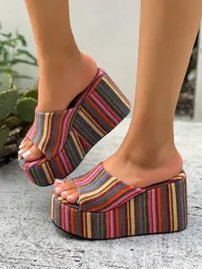 Summer New Thick Sole Wedge Sandals for Women, Open Toe Fish Mouth Elevator Platform Shoes, Versatile Casual Roman Flats