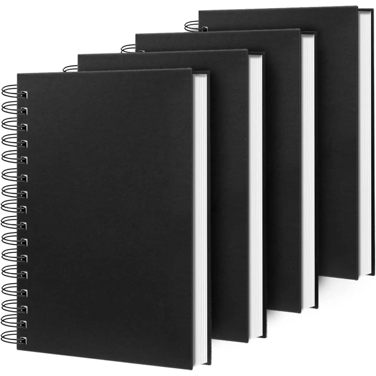 4 Pack Spiral Notebook,A5 Lined Black Journal Notebook 5.62 x 8.4 inches-100 Sheets/200 Pages,100GSM Thick Paper,Hardcover Journals for Writing Work School Supplies.