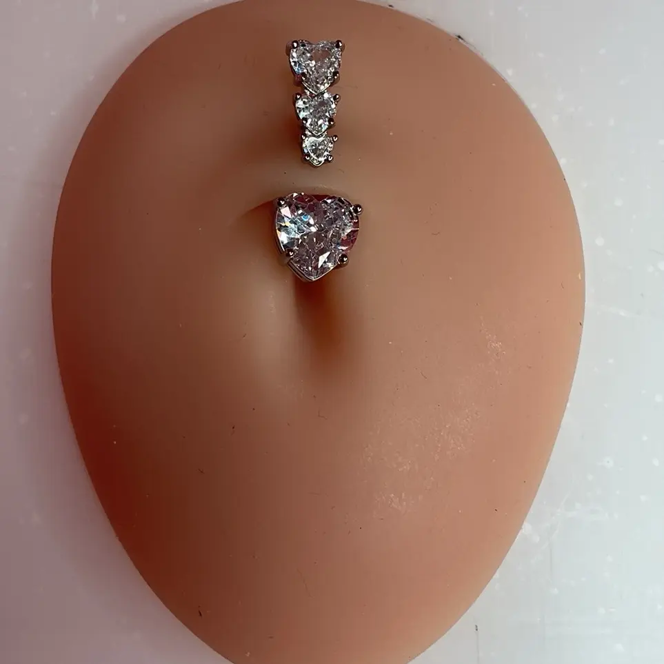 4 heart belly ring
