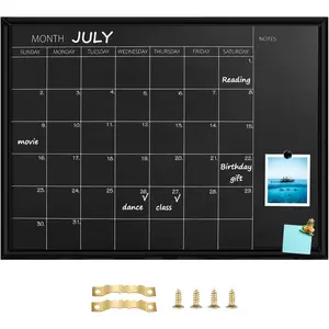 Calendar Chalkboard, 23.6 x 31.5 inches,  Surface Black Frame Chalk Board for Planning,School Timetable Memo,  Board for Office, School and (YLHB-BK-6080)