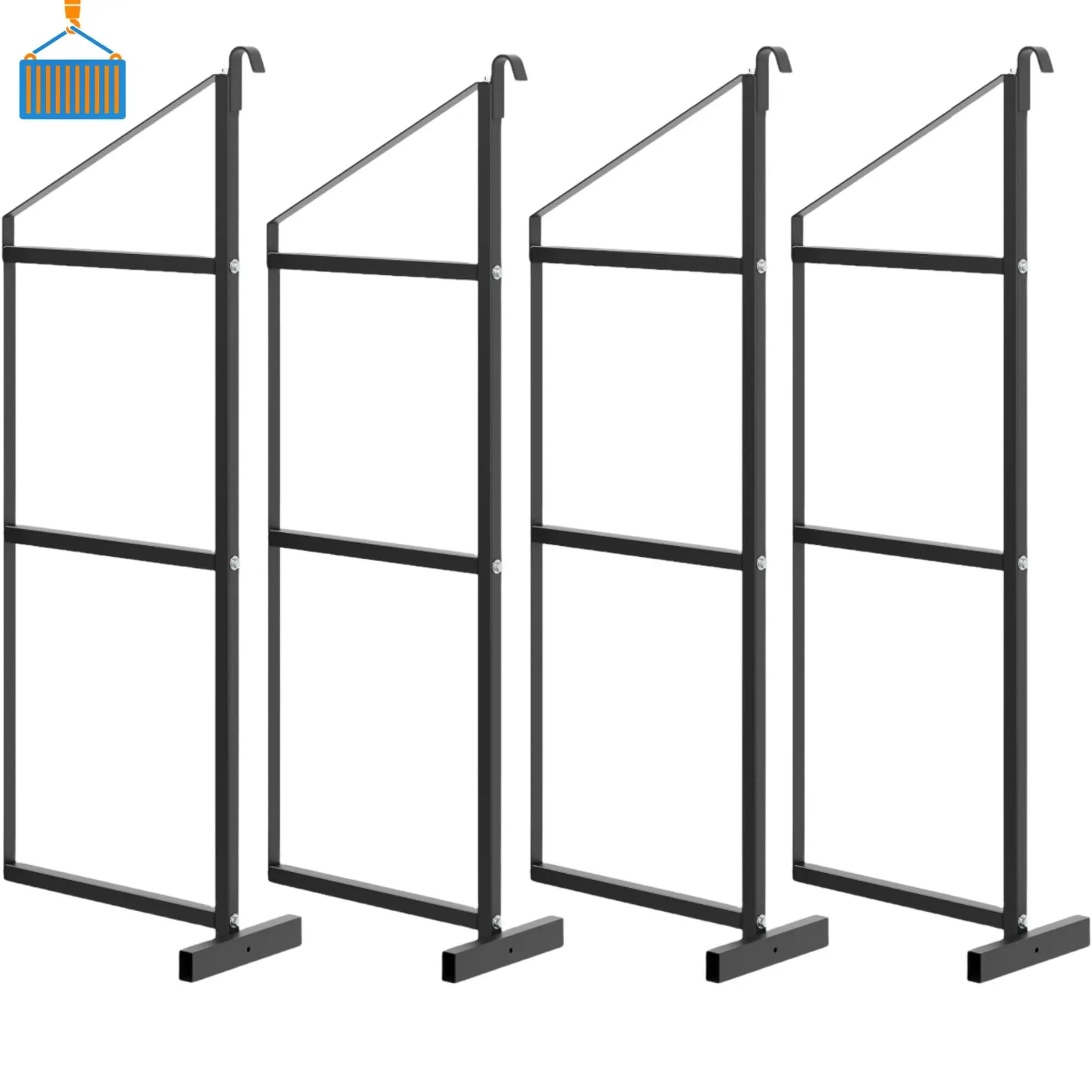 4-Pack 3-Tier Powder Coated Steel Shipping Container Shelving, 60x22in Hanging Cargo Brackets, Quick Installation for Trailers, Storage Containers