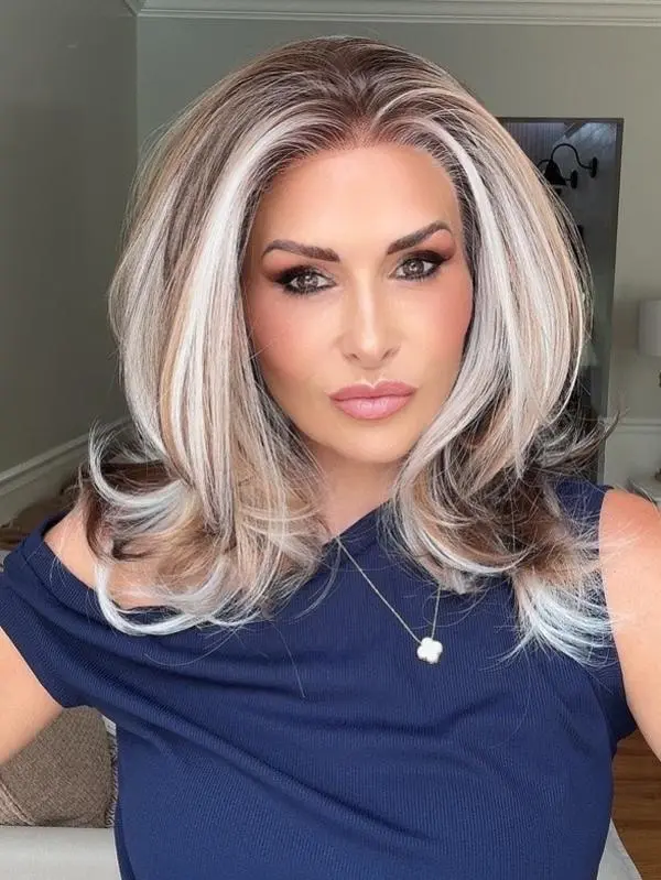 IMstyle Zena Calico Brunette Apricot Brown Platinum Blonde Highlight Short Layer Cut Glueless 13*4 Free Parting Lace Front Synthetic Wig