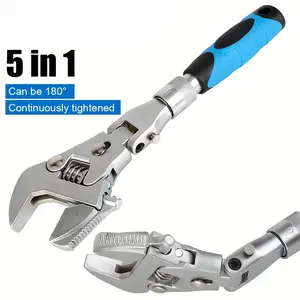 Multifunctional ratchet wrench Adjustable crescent wrench 180° Folding adjustable torque wrench, made of high-quality materials, reliable and durable, with a rotating head, five-in-one, 10inch to 12inch