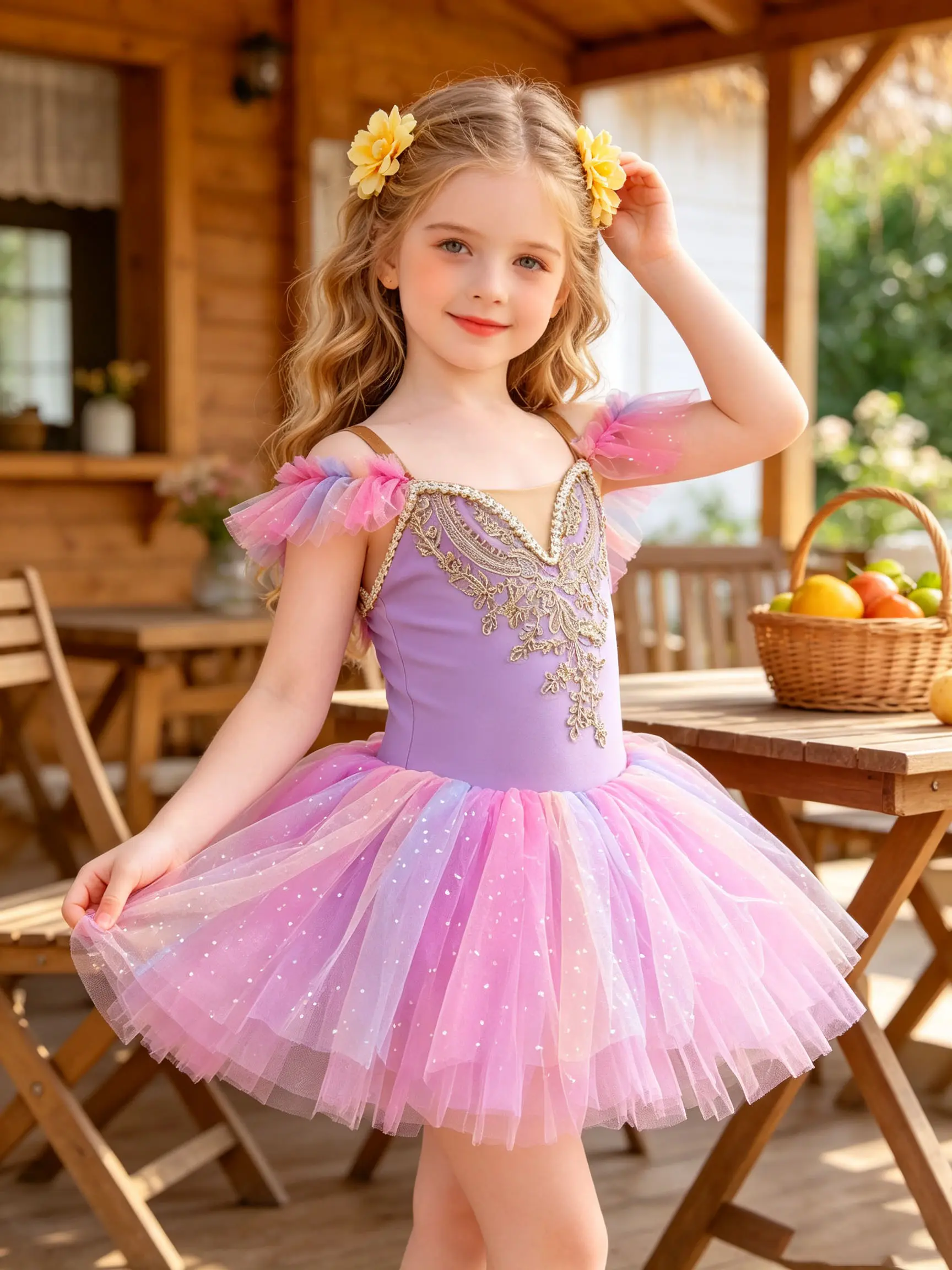 Girls' Off-Shoulder Ballet Tutu Dress - 4-13 Yrs, Nylon Fabric, All Season, Slight Stretch, Gold Embroidery, Sparkling Skirt Tulle Ballerina Costume for Dance Recital, Birthday Party school gift