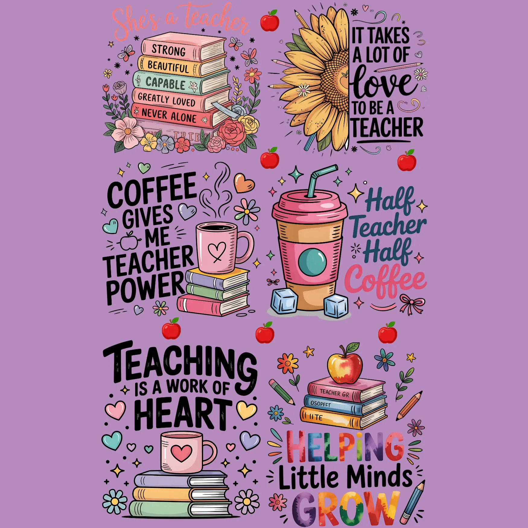 Teacher DTF Transfers  Ready-to-press teacher ,Floral details, Trendy Perfect for shirts, hoodies, tote bags, and custom teacher gifts. Great for small shops, makers, and teacher appreciation orders.
