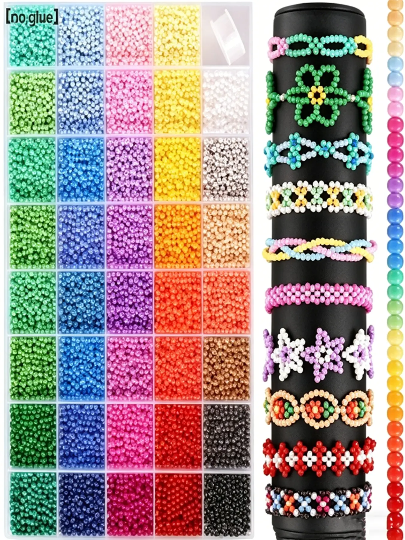 16000pcs 3mm Glass Beads DIY Jewelry Making Kit, Bead Kits, Jewelry Making Supplies, Random Mixed Colors, Includes Large Storage Box, Ideal for Bracelets and Necklaces, Bead Art Kit