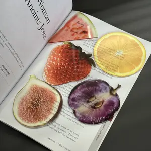 5-Piece Fruit Bookmark Set - Grape, Fig, Strawberry, Watermelon, and Orange Shapes (Acrylic Material)