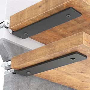 Heavy Duty Floating Shelf Brackets 6 Inch for 2*4" Wood Stud, 4 Pack L Brackets for Shelves or Shelving, Black Coated Metal Shelf Hardware with 160 lb.Load Capacity and Easy Installation