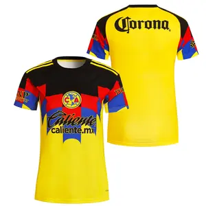 Club América Yellow Home Jersey, Liga MX Short Sleeve Soccer Shirt for Men and Women, Fan Edition Football Kit