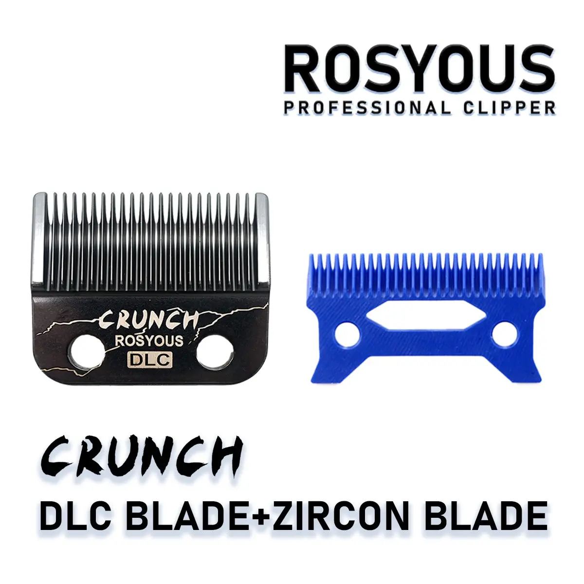 CRUNCH DLC FIXED BLADE Zircon Long Teeth Moving Blade Clipper Hair Trimmer Crisp PHANTECHO Accessories Replacement for JC06 8148 V003 R66 M10 Clipper Blades