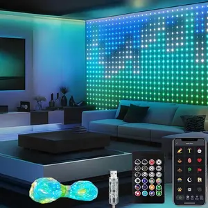 400LED Lights Smart LED DIY Curtain Lights with APP and Remote Control Background Wall Bedroom Decoration Light Christmas Halloween Decoration Color Changing
