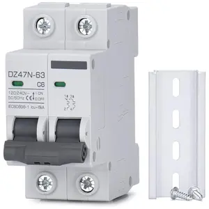 AC Miniature Circuit Breaker, 32 Amp 120V/240V 2 Pole DIN Rail Mount Circuit Breaker, Thermal Magnetic Trip, Solar AC Disconnect Switch MCB C32