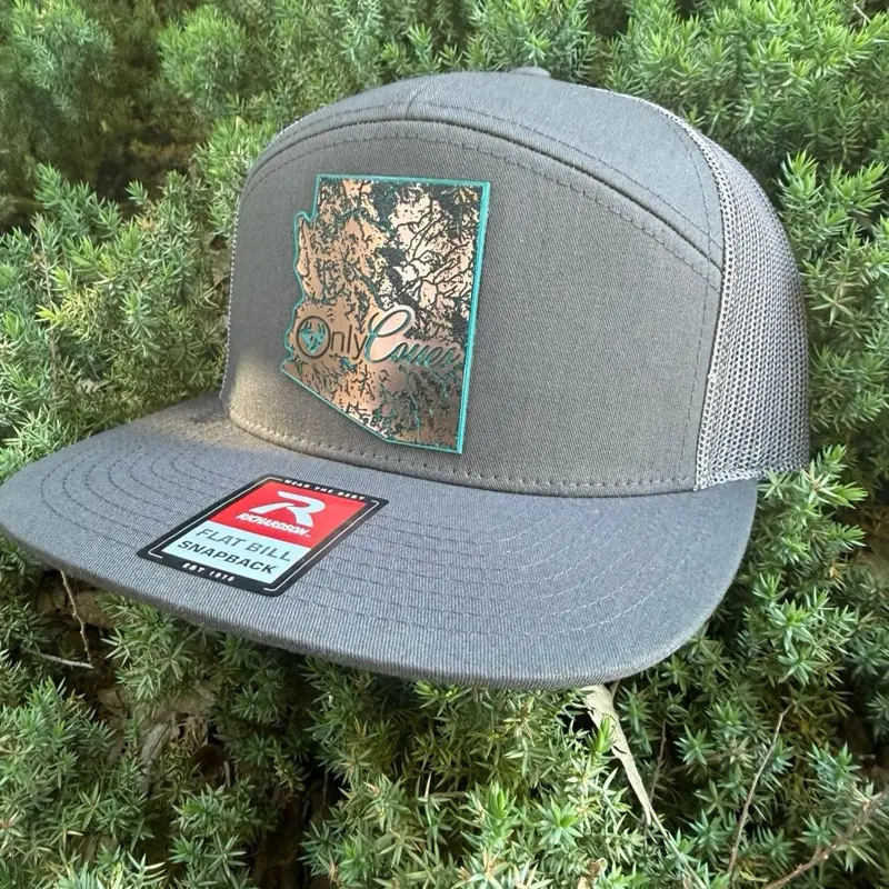 OnlyCoues Copper Richardson 168 Charcoal Snap Back Hat with Flat Bill and Mesh Back