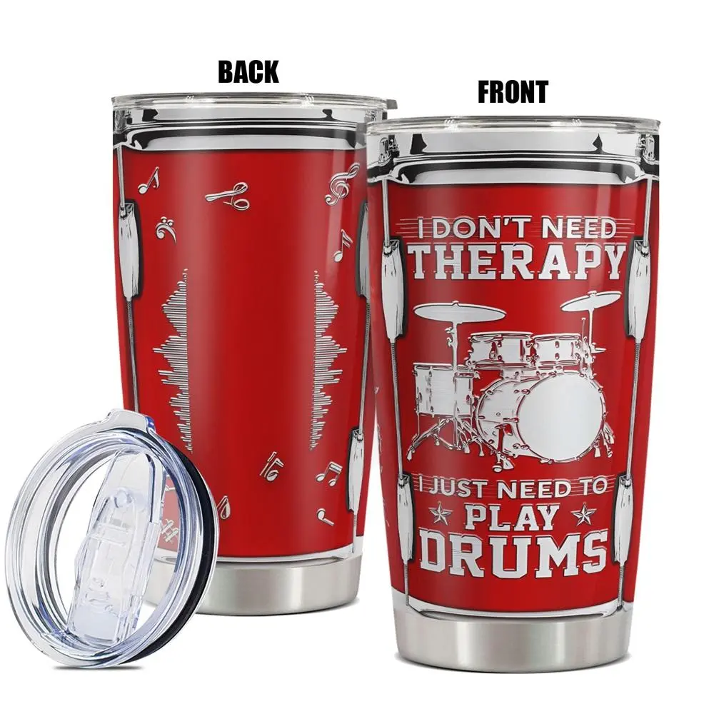 20oz Tumbler, Drummer Themed Stainless Steel Insulated Tumbler, Drinkware for Home Office, Gift for Drummer, Gift for Any Occasion, Flasks