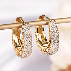 Women's Micro Pave Synthetic Zirconia Hoop Earrings Compatible for KC - Micro-Pave Full Ring Hoop Wedding, Bridal & Everyday, April Birthstone Gift, Year-Round Elegant Synthetic Zirconia Earrings